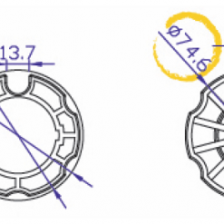 Adaptador+Corona Circular 76mm estriado con ojiva para toldos